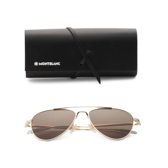 MONT BLANC Gold/brown 57mm Designer Sunglasses - Picture 1 of 2